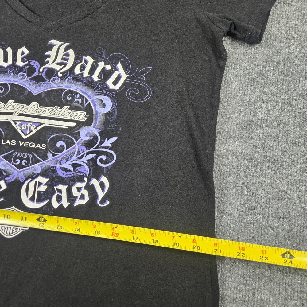 Harley Davidson Graphic T-Shirt Women L Black Live Hard Ride Easy Tee (T4) - Picture 8 of 8